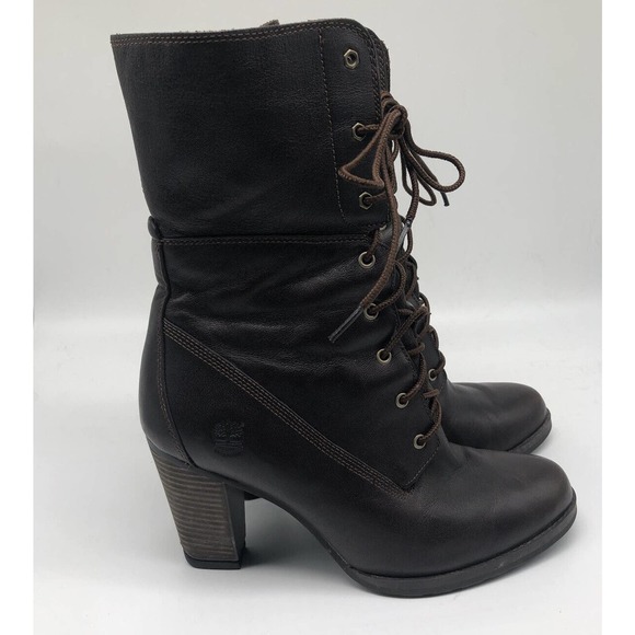 Timberland Shoes - Timberland Earthkeepers Ankle Boots Leather High Heel Brown Lace Women’s Size 9M